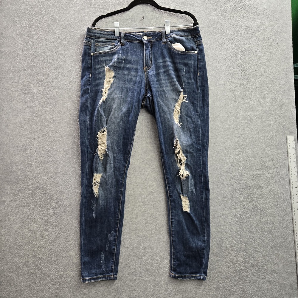 Judy Blue Women Jeans 13/31 Denim Skinny Fit Distressed Frayed 28" Inseam
